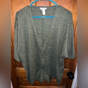 Arizona jean co open front short sleeve olive green sweater size M/L